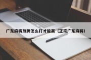 广东麻将煎牌怎么打才能赢（正宗广东麻将）
