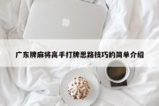 广东牌麻将高手打牌思路技巧的简单介绍