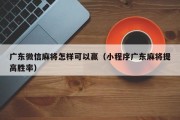 广东微信麻将怎样可以赢（小程序广东麻将提高胜率）