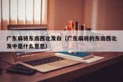 广东麻将东南西北发白（广东麻将的东南西北发中是什么意思）