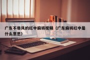 广东不带风的红中麻将视频（广东麻将红中是什么意思）