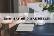 怎么玩广东人的麻将（广东人打麻将怎么说）