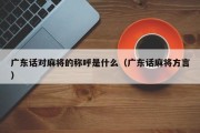 广东话对麻将的称呼是什么（广东话麻将方言）